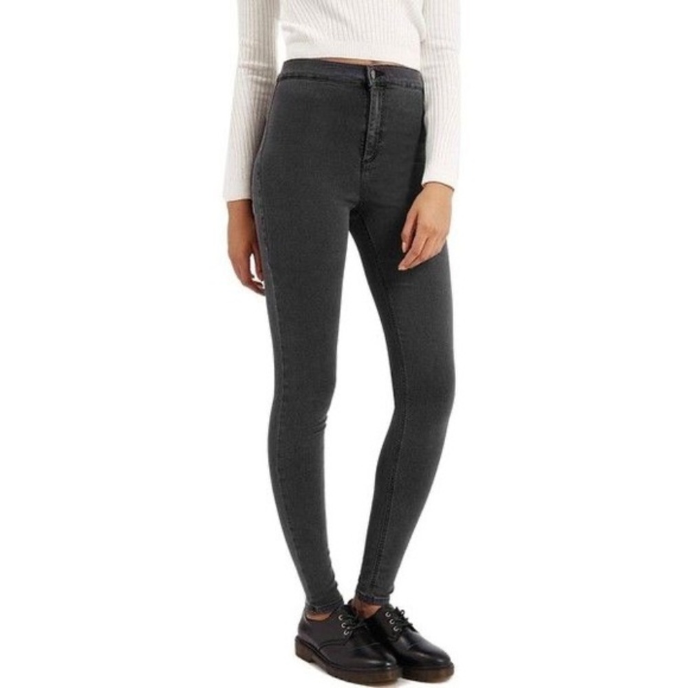 TOPSHOP | Moto Joni Super High Rise Stretch Denim Skinny Jean Jeggings Faded Blk